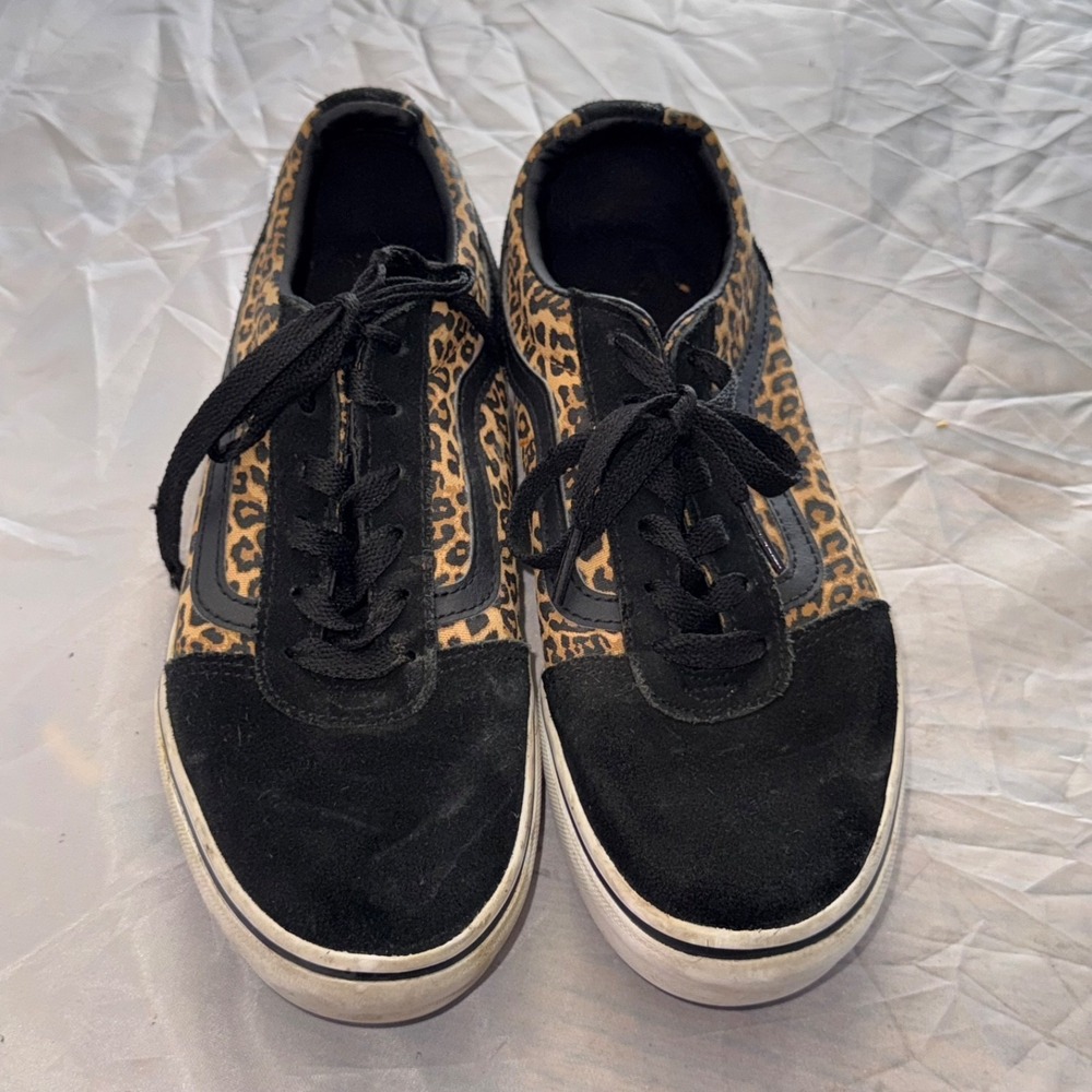 Vans Ward Cheetah Print Black Animal Skater Sneakers Womens 6 Low Top Shoes